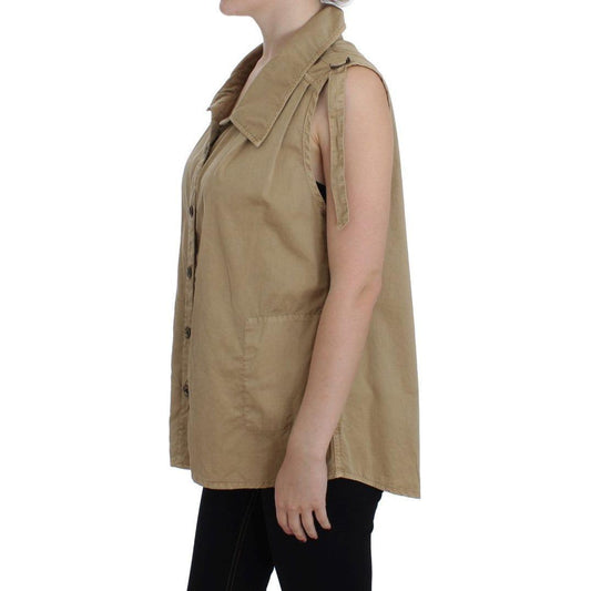 PLEIN SUD Beige Sleeveless Cotton Blouse PLEIN SUD