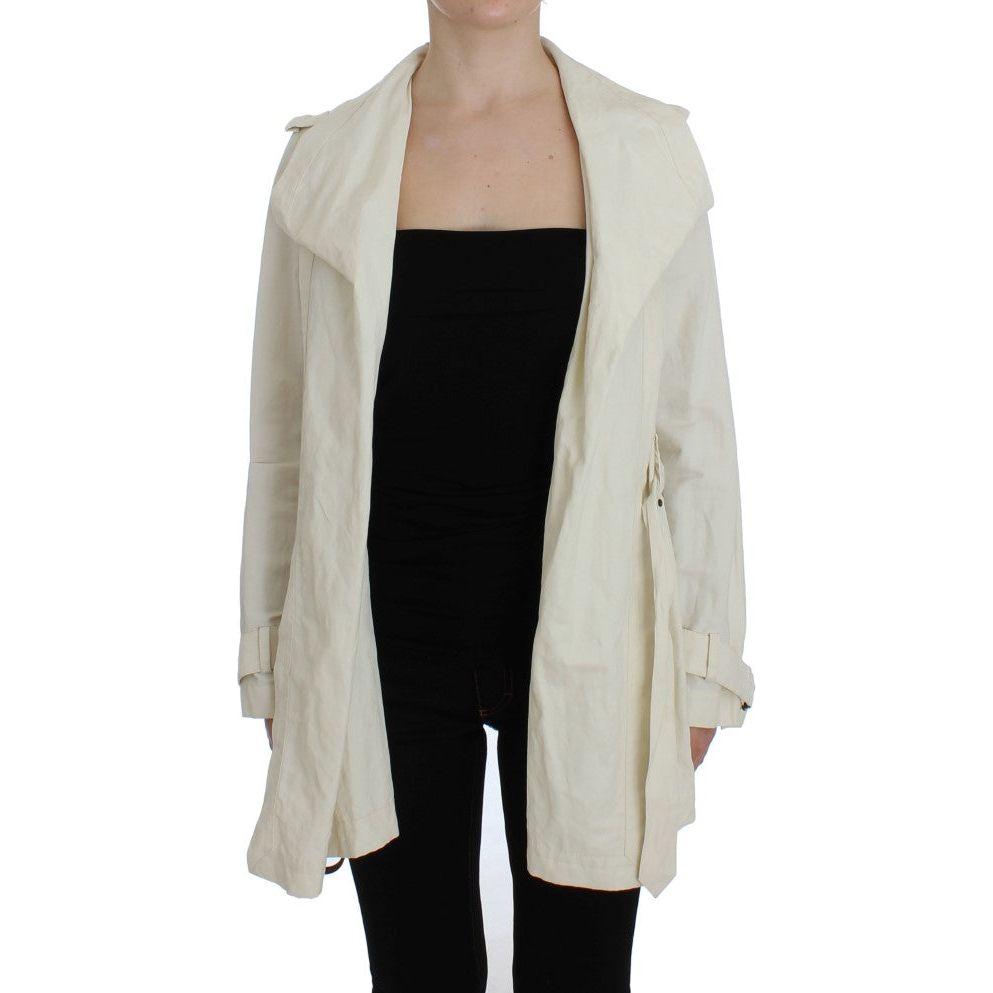 PLEIN SUD Elegant White Wrap Trench Jacket Coats & Jackets PLEIN SUD