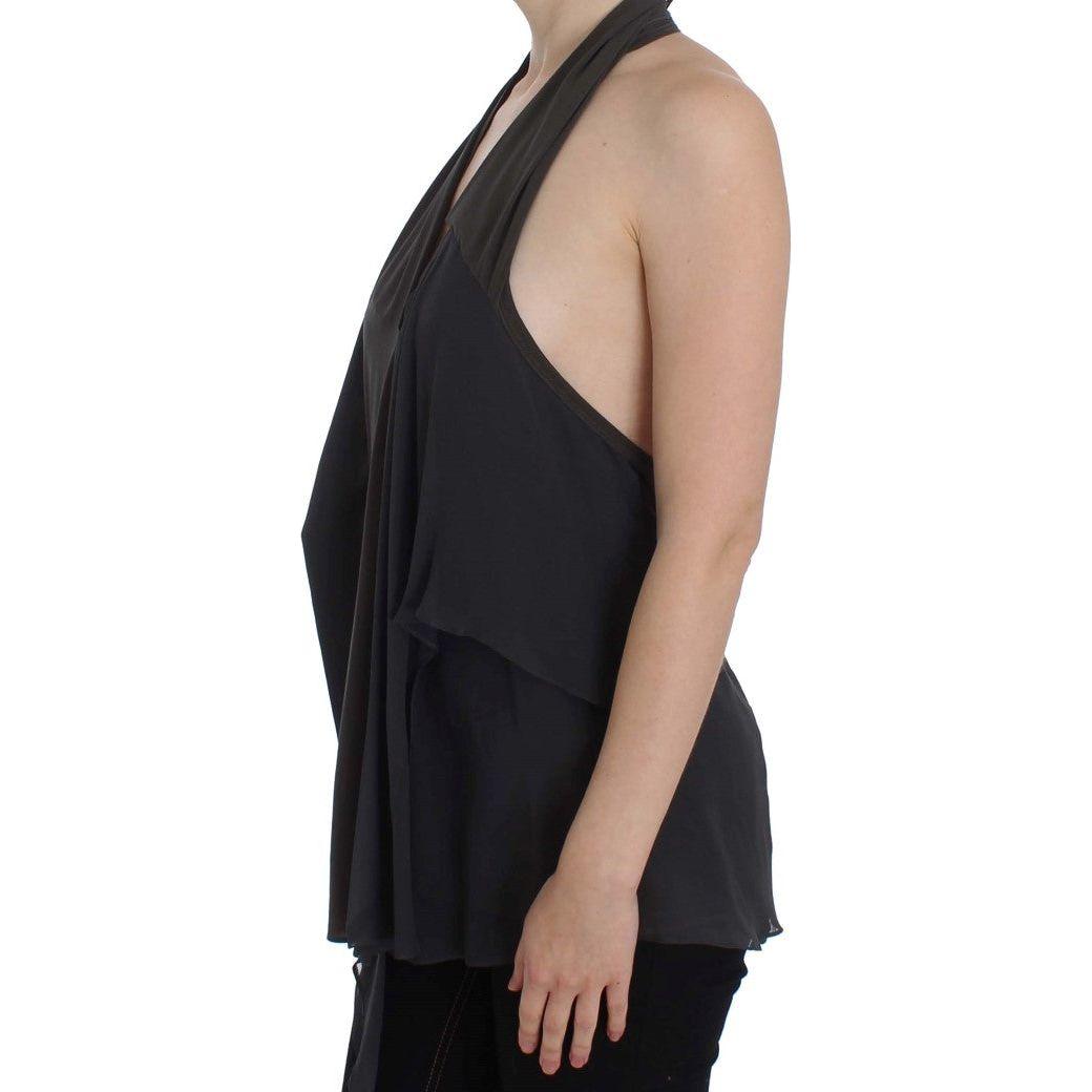 CORA GROPPO Gray Blue Stretch Blouse Top 1728,18% Elastane,67345645728,Clothing,CORA GROPPO,Gray,IT40|S,Material: 82% Polyester,New with tags,Sleeveless - T-Shirts - Clothing,T-Shirts - Clothing,Tops & T-Shirts - Women - Clothing,Women,Women - Clothing