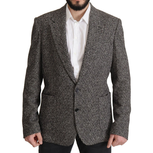 Dolce & Gabbana Exquisite Gray Herringbone Blazer Jacket Dolce & Gabbana