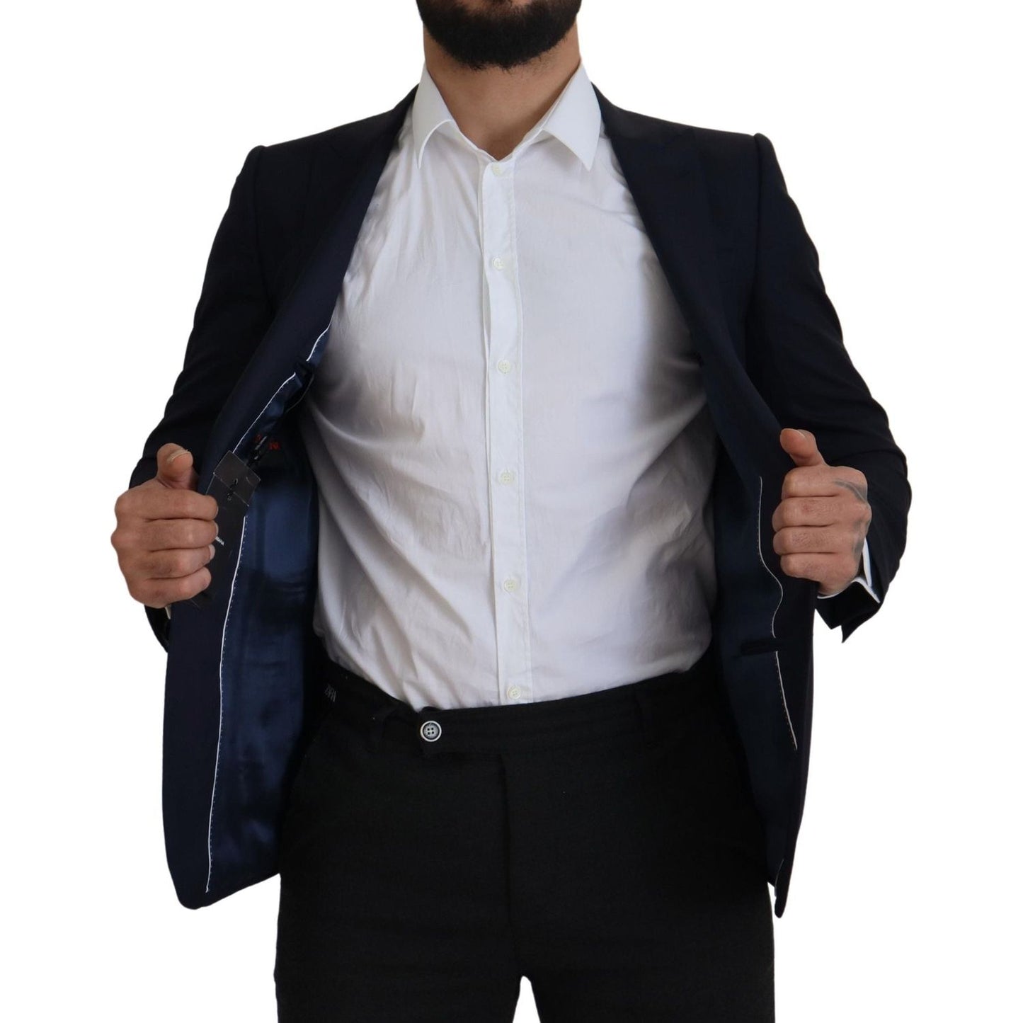 Dolce & Gabbana Blue Wool Single Breasted Coat Blazer 1728,67345645728,Blazers - Men - Clothing,Blazers - Suits & Blazers - Clothing,Blue,Clothing,Dolce & Gabbana,IT46 | S,Material: 96% Virgin Wool 4% Silk,Men,Men - Clothing,New with tags,Suits & Blazers