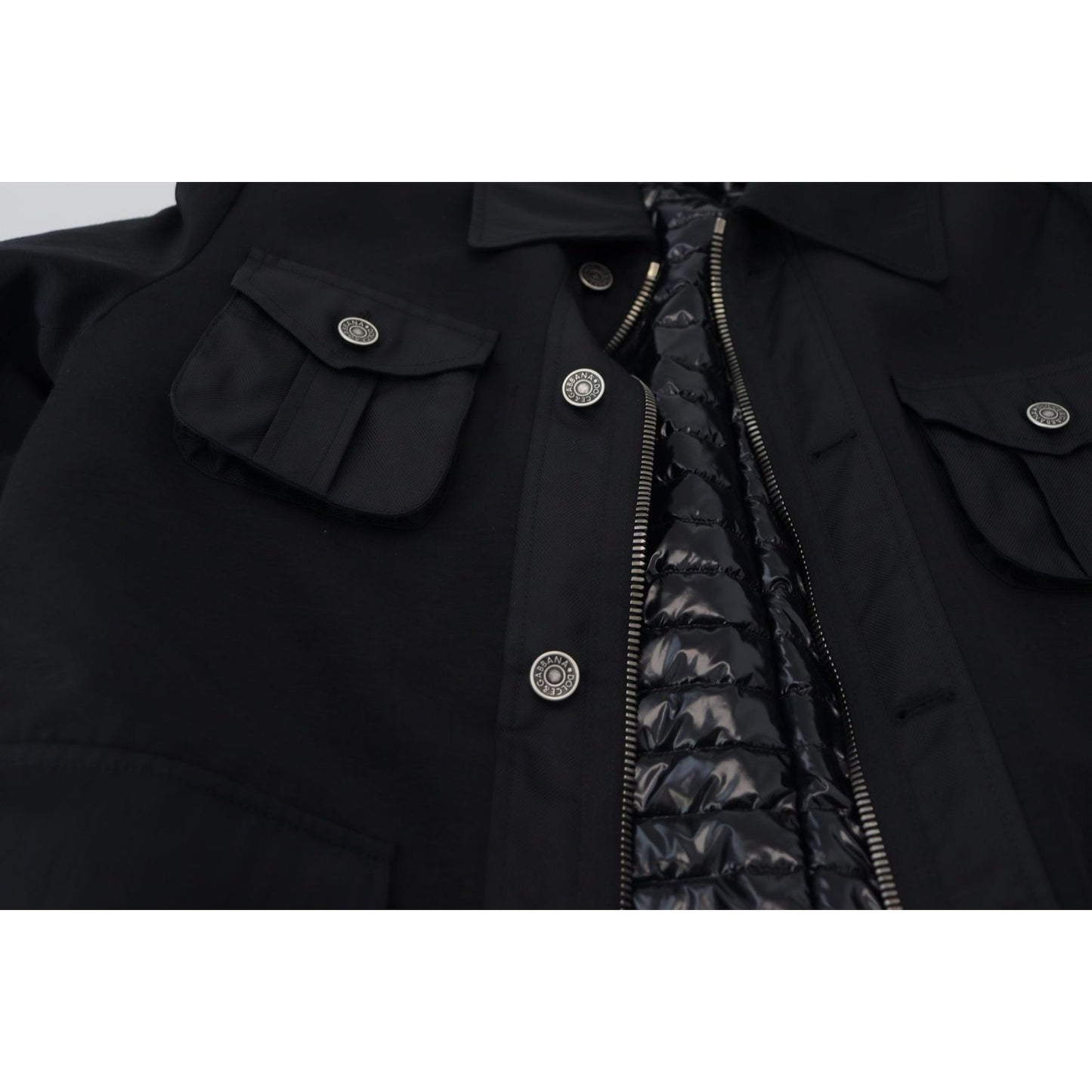 Dolce & Gabbana Elegant Full Zip Black Wool Blend Jacket Dolce & Gabbana