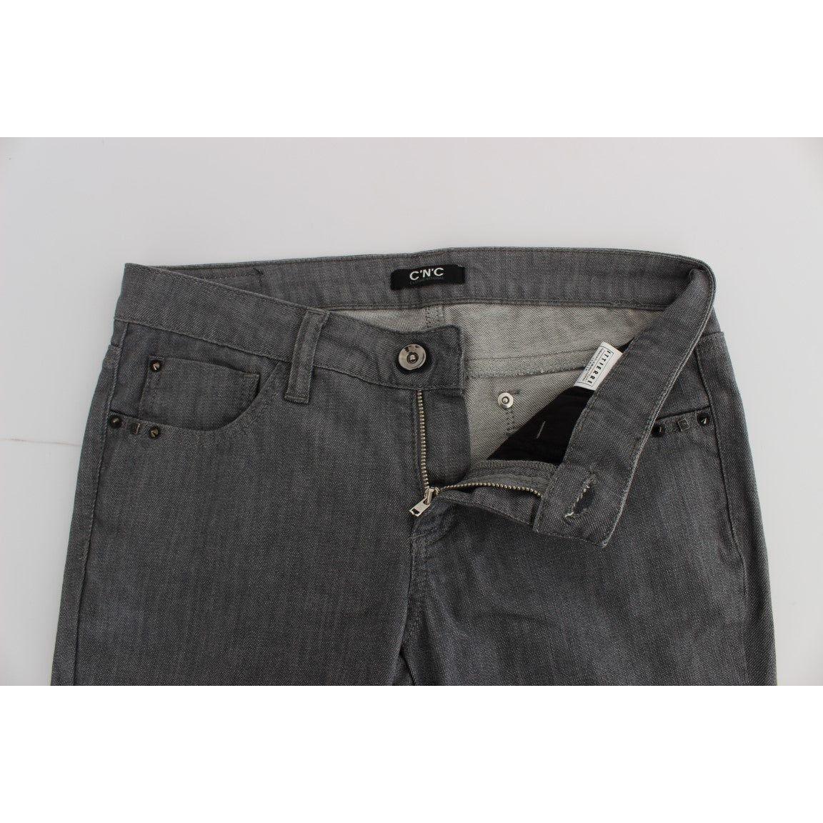 Costume National Gray Cotton Blend Slim Fit Jeans