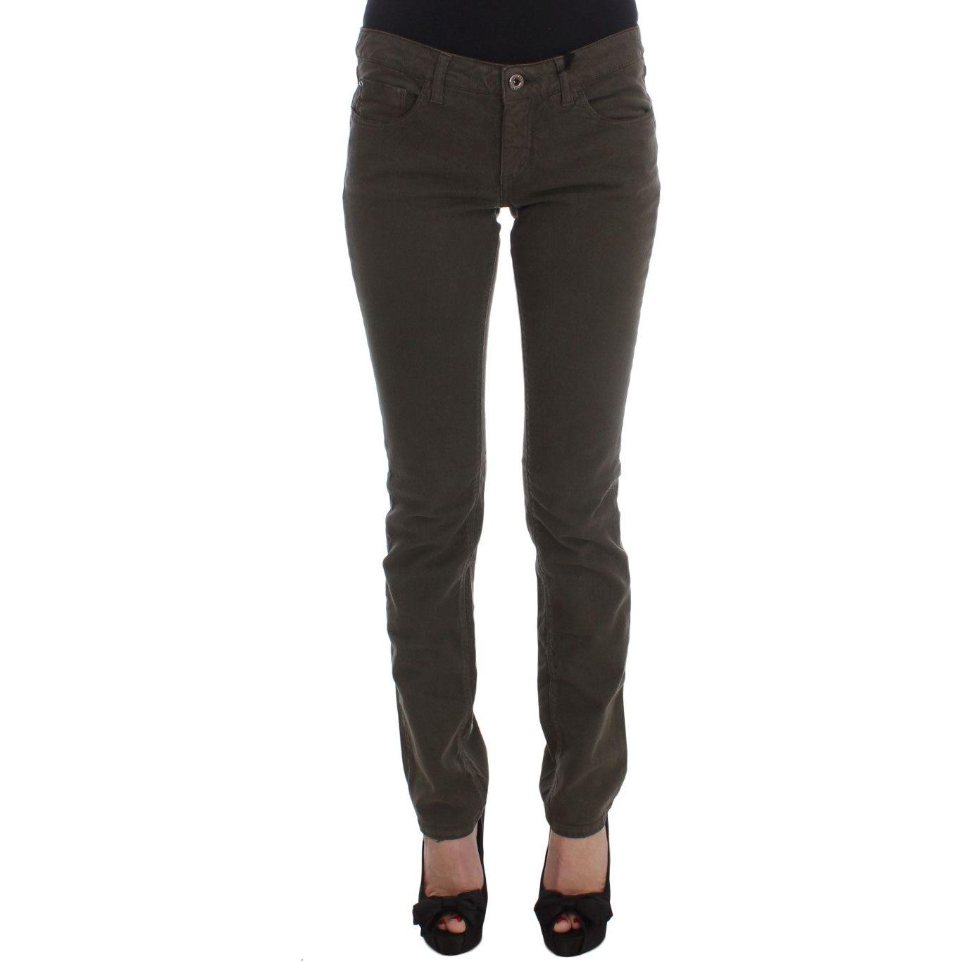 Costume National Green Cotton Blend Slim Fit Jeans