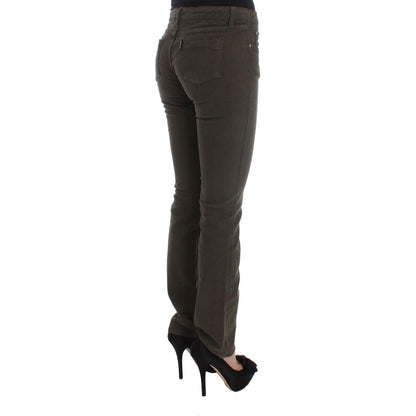 Costume National Green Cotton Blend Slim Fit Jeans