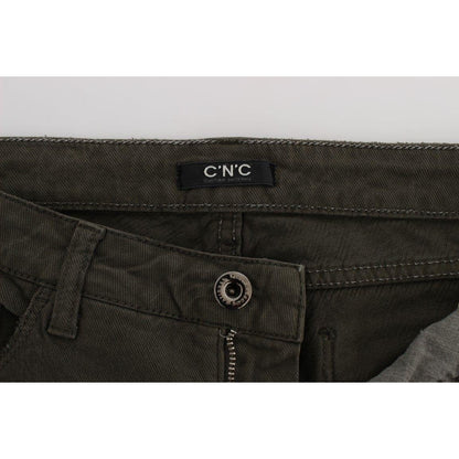 Costume National Green Cotton Blend Slim Fit Jeans