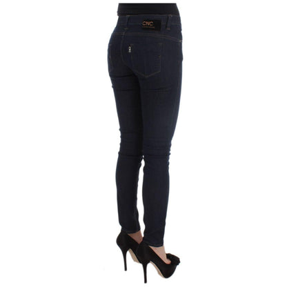 Costume National Blue Cotton Blend Slim Fit Jeans