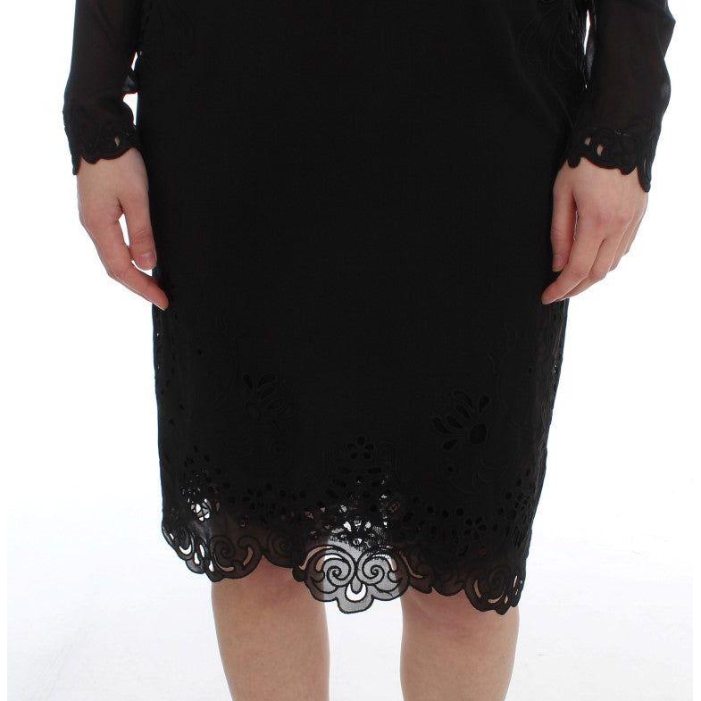 Dolce & Gabbana Black Silk Stretch Sheath Dress 10% Viscose,1728,67345645728,78% Silk,Black,Clothing,Dolce & Gabbana,Dresses - Clothing,Dresses - Women - Clothing,IT36 | XS,Longsleeve - Dresses - Clothing,Material: 12% Elastane,Midi - Dresses - Clothing,N