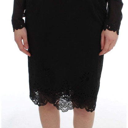 Dolce & Gabbana Black Silk Stretch Sheath Dress 10% Viscose,1728,67345645728,78% Silk,Black,Clothing,Dolce & Gabbana,Dresses - Clothing,Dresses - Women - Clothing,IT36 | XS,Longsleeve - Dresses - Clothing,Material: 12% Elastane,Midi - Dresses - Clothing,N