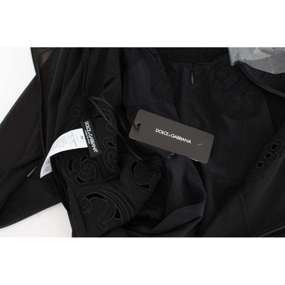 Dolce & Gabbana Black Silk Stretch Sheath Dress 10% Viscose,1728,67345645728,78% Silk,Black,Clothing,Dolce & Gabbana,Dresses - Clothing,Dresses - Women - Clothing,IT36 | XS,Longsleeve - Dresses - Clothing,Material: 12% Elastane,Midi - Dresses - Clothing,N