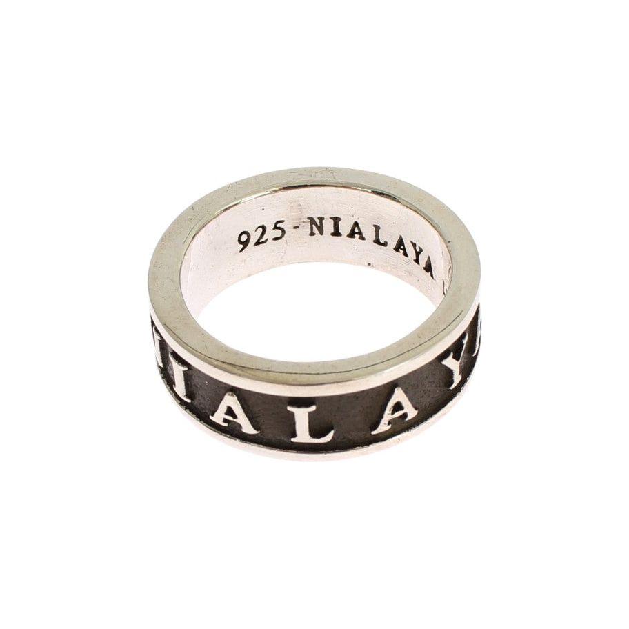 Nialaya Elegant Silver and Black Men's Sterling Ring Ring Nialaya