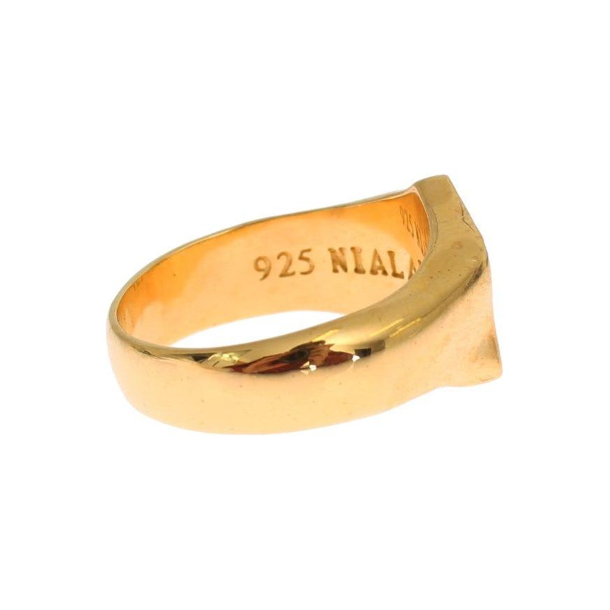 Nialaya Elegant Men's Gold Plated Silver Ring Ring Nialaya