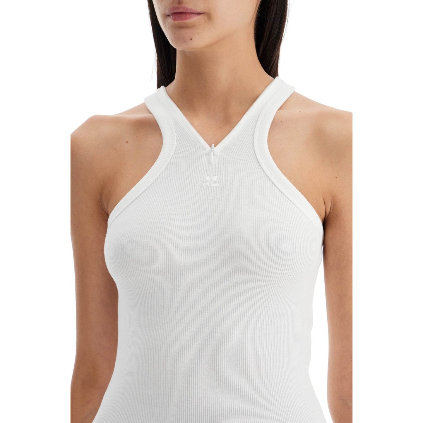 Courreges ribbed tank top with zipper on the neckline Topwear Courreges