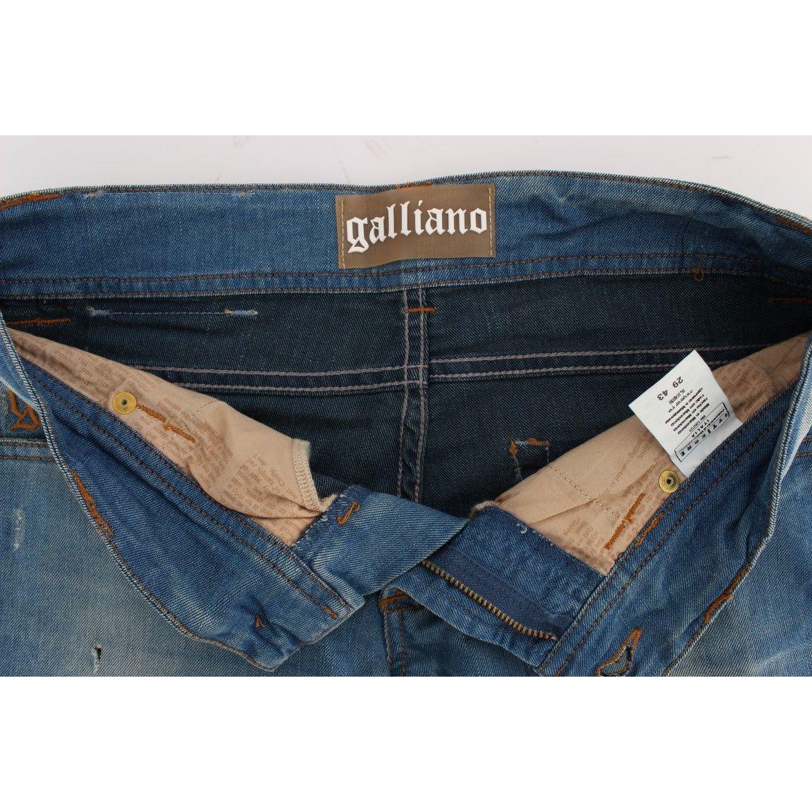 John Galliano Sleek Blue Slim Fit Designer Jeans John Galliano