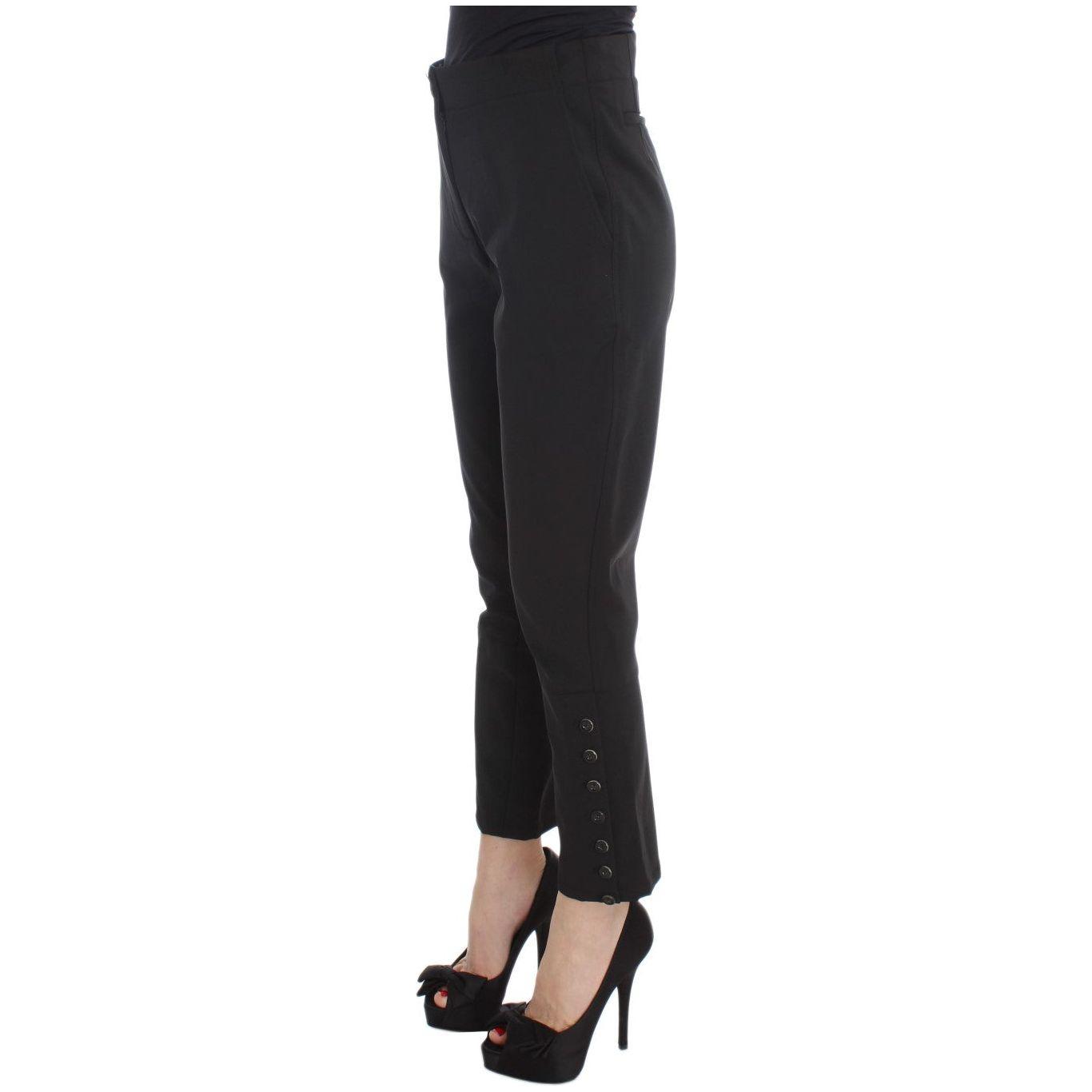 Ermanno Scervino Black Cotton Blend Capri Cropped Pants 1728,67345645728,Black,Clothing,Cropped Pants - Pants - Clothing,Ermanno Scervino,IT40|S,Jeans & Pants - Women - Clothing,Material: Cotton Blend,New with tags,Pants - Clothing,Women,Women - Clothing