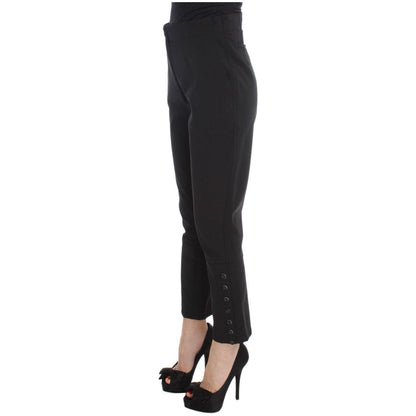 Ermanno Scervino Black Cotton Blend Capri Cropped Pants 1728,67345645728,Black,Clothing,Cropped Pants - Pants - Clothing,Ermanno Scervino,IT40|S,Jeans & Pants - Women - Clothing,Material: Cotton Blend,New with tags,Pants - Clothing,Women,Women - Clothing