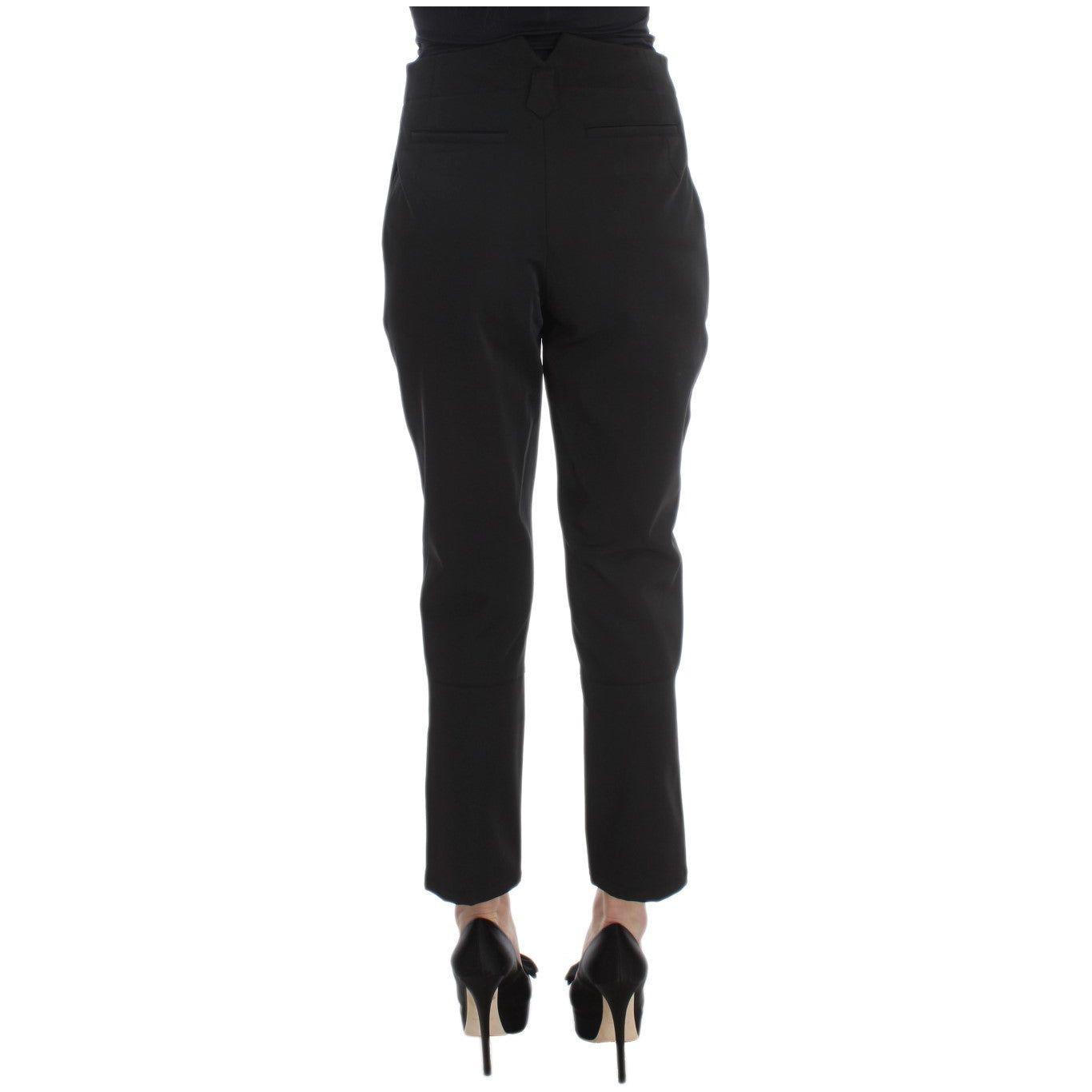 Ermanno Scervino Black Cotton Blend Capri Cropped Pants 1728,67345645728,Black,Clothing,Cropped Pants - Pants - Clothing,Ermanno Scervino,IT40|S,Jeans & Pants - Women - Clothing,Material: Cotton Blend,New with tags,Pants - Clothing,Women,Women - Clothing