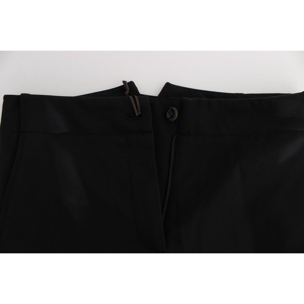 Ermanno Scervino Black Cotton Blend Capri Cropped Pants 1728,67345645728,Black,Clothing,Cropped Pants - Pants - Clothing,Ermanno Scervino,IT40|S,Jeans & Pants - Women - Clothing,Material: Cotton Blend,New with tags,Pants - Clothing,Women,Women - Clothing