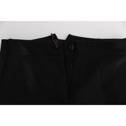 Ermanno Scervino Black Cotton Blend Capri Cropped Pants 1728,67345645728,Black,Clothing,Cropped Pants - Pants - Clothing,Ermanno Scervino,IT40|S,Jeans & Pants - Women - Clothing,Material: Cotton Blend,New with tags,Pants - Clothing,Women,Women - Clothing