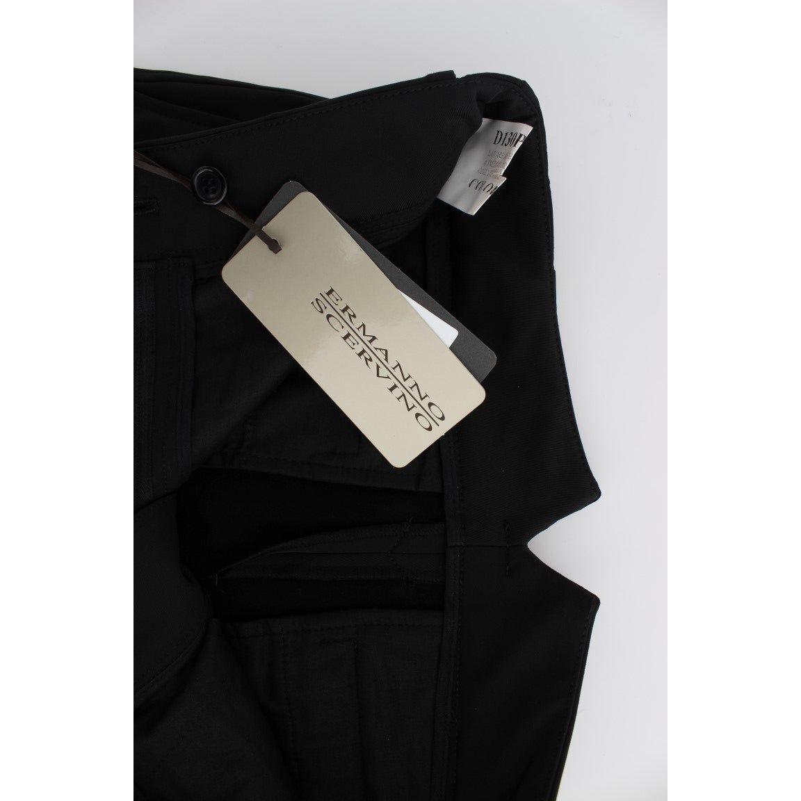 Ermanno Scervino Black Cotton Blend Capri Cropped Pants 1728,67345645728,Black,Clothing,Cropped Pants - Pants - Clothing,Ermanno Scervino,IT40|S,Jeans & Pants - Women - Clothing,Material: Cotton Blend,New with tags,Pants - Clothing,Women,Women - Clothing