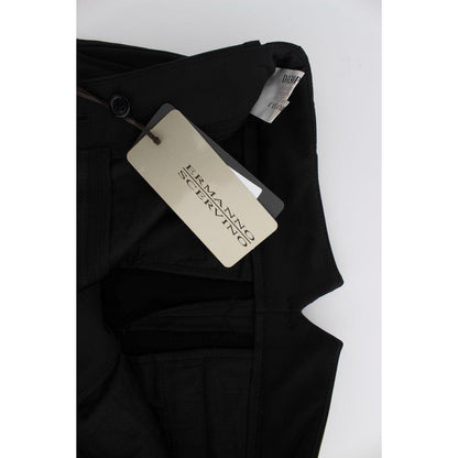 Ermanno Scervino Black Cotton Blend Capri Cropped Pants 1728,67345645728,Black,Clothing,Cropped Pants - Pants - Clothing,Ermanno Scervino,IT40|S,Jeans & Pants - Women - Clothing,Material: Cotton Blend,New with tags,Pants - Clothing,Women,Women - Clothing