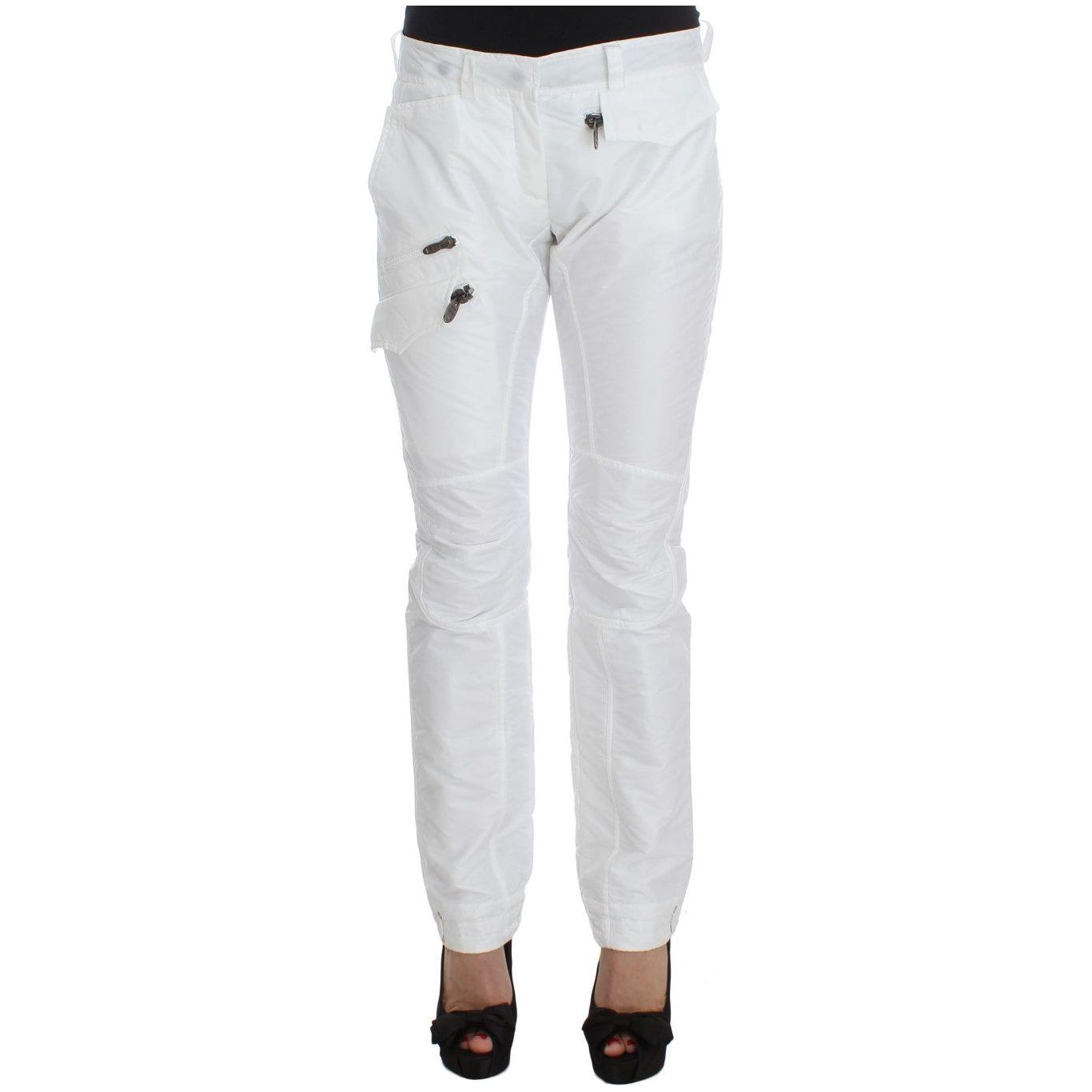 Ermanno Scervino White Nylon Padded Slim Fit Cargo Pants 1728,67345645728,Cargo Pants - Pants - Clothing,Clothing,Ermanno Scervino,IT42|M,Jeans & Pants - Women - Clothing,Material: Nylon,New with tags,Pants - Clothing,White,Women,Women - Clothing