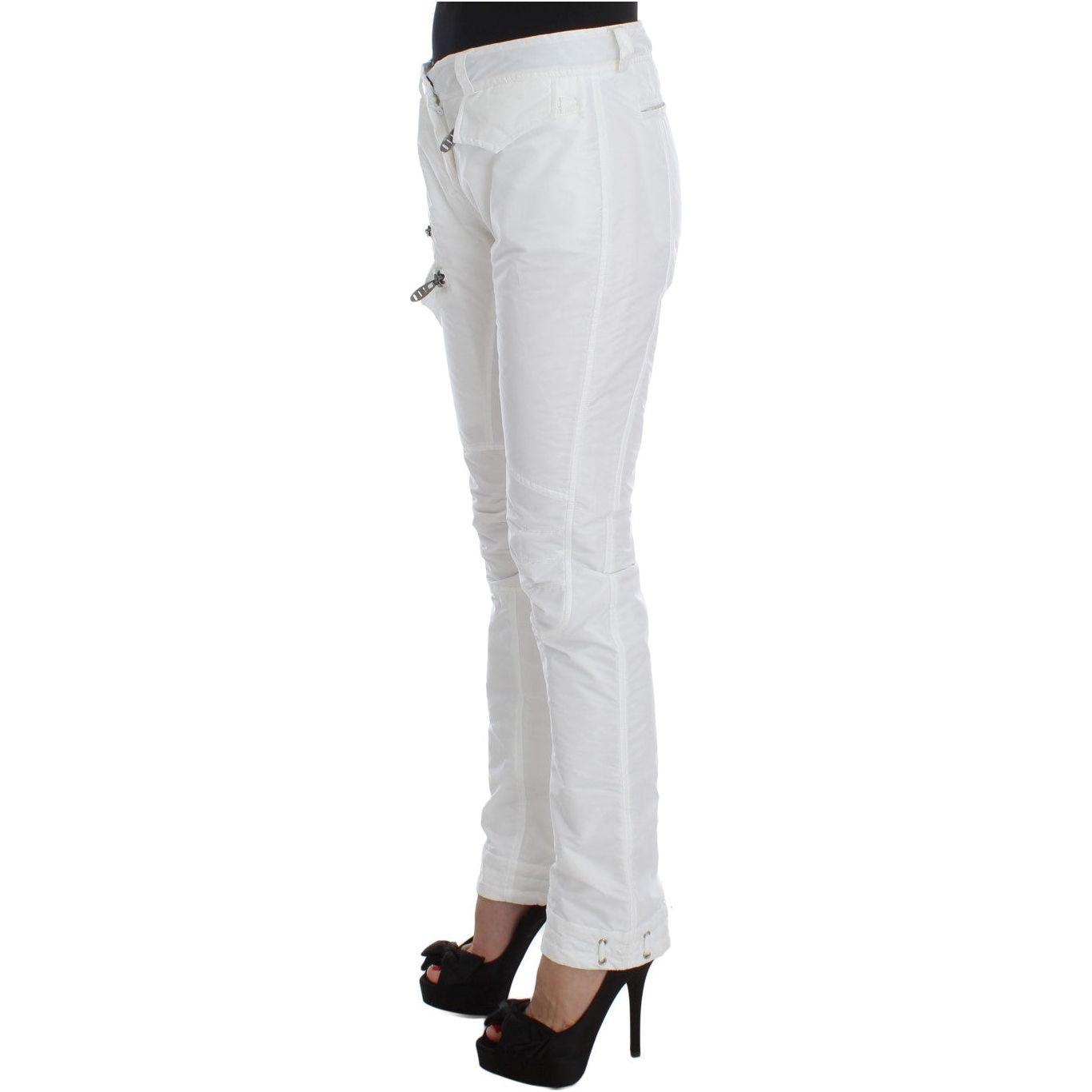 Ermanno Scervino White Nylon Padded Slim Fit Cargo Pants 1728,67345645728,Cargo Pants - Pants - Clothing,Clothing,Ermanno Scervino,IT42|M,Jeans & Pants - Women - Clothing,Material: Nylon,New with tags,Pants - Clothing,White,Women,Women - Clothing
