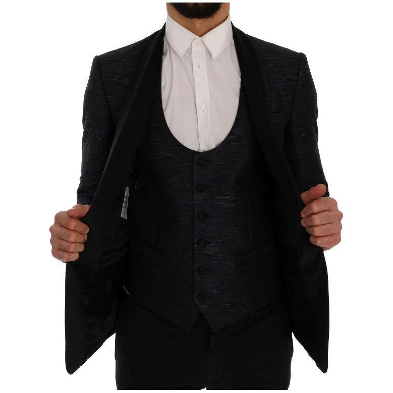 Dolce & Gabbana Elegant Blue & Black Slim Fit Suit Ensemble Dolce & Gabbana