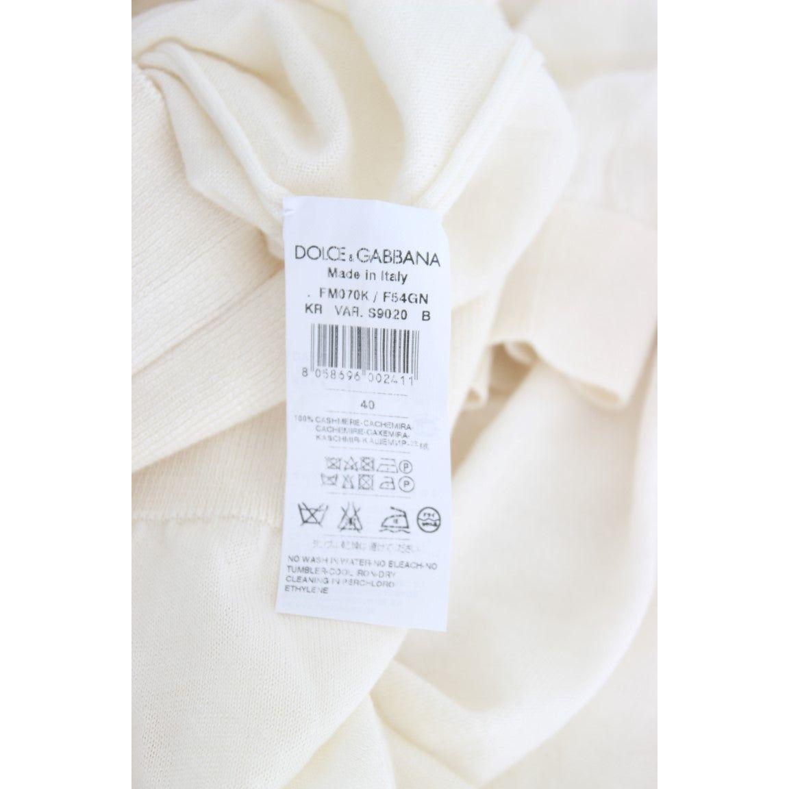 Dolce & Gabbana Elegant White Cashmere Sweater Dolce & Gabbana