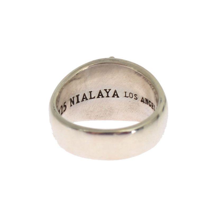 Nialaya Exquisite Silver Statement Ring for Men Nialaya