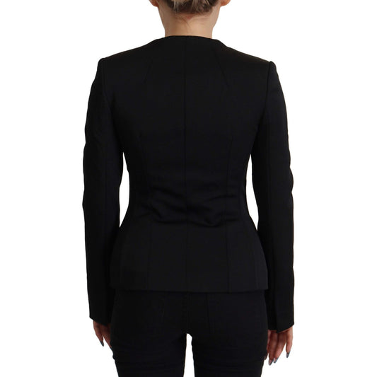 Dolce & Gabbana Sleek Black Snap Jacket with Silk Lining Dolce & Gabbana