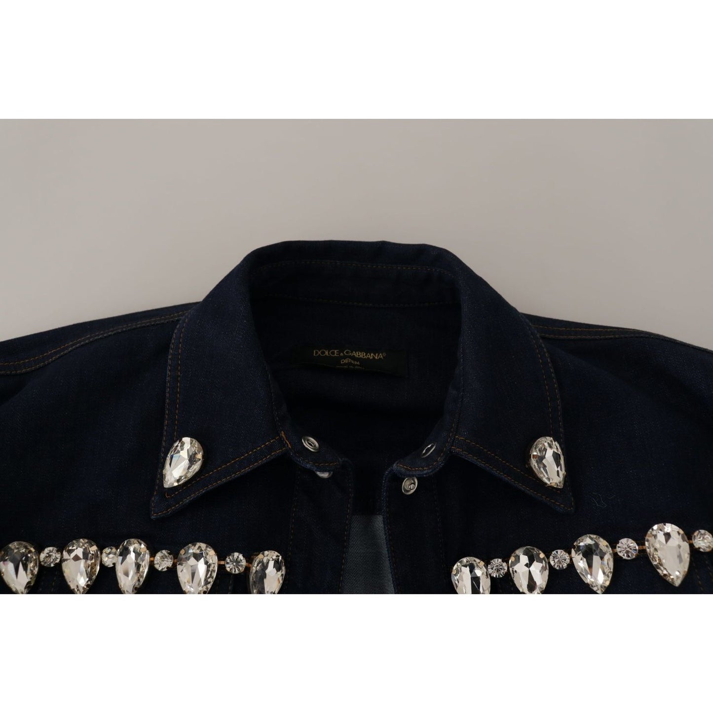 Dolce & Gabbana Blue Denim Crystal Embellish Cotton Jacket 1728,2% Elastane (stretch),67345645728,Blue,Clothing,Denim Jackets - Jackets & Coats - Clothing,Dolce & Gabbana,IT36|XXS,IT38 | XS,IT46|XL,Jackets & Coats - Clothing,Jackets & Coats - Women - Clot
