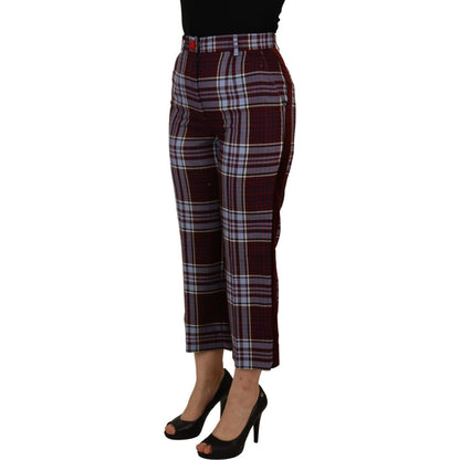 Dolce & Gabbana Gray Checked High Waist Cropped Trouser Pants 1% Elastane,1728,67345645728,9% Cotton,Clothing,Cropped Pants - Pants - Clothing,Dolce & Gabbana,Gray,IT42|M,Jeans & Pants - Women - Clothing,Material: 90% Wool,New with tags,Pants - Clothing,W