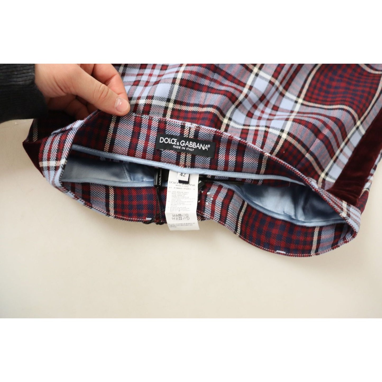 Dolce & Gabbana Gray Checked High Waist Cropped Trouser Pants 1% Elastane,1728,67345645728,9% Cotton,Clothing,Cropped Pants - Pants - Clothing,Dolce & Gabbana,Gray,IT42|M,Jeans & Pants - Women - Clothing,Material: 90% Wool,New with tags,Pants - Clothing,W