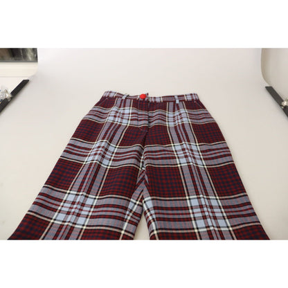 Dolce & Gabbana Gray Checked High Waist Cropped Trouser Pants 1% Elastane,1728,67345645728,9% Cotton,Clothing,Cropped Pants - Pants - Clothing,Dolce & Gabbana,Gray,IT42|M,Jeans & Pants - Women - Clothing,Material: 90% Wool,New with tags,Pants - Clothing,W