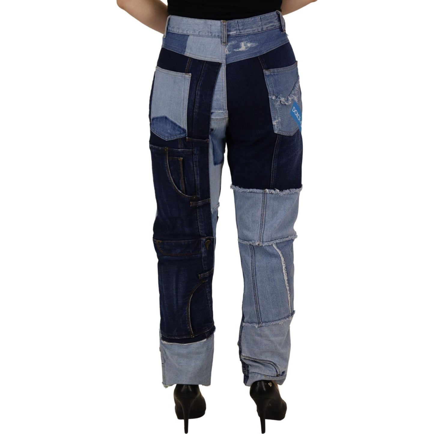 Dolce & Gabbana Multicolor Patchwork High Waist Denim Jeans 1728,67345645728,Clothing,Dolce & Gabbana,IT46|XL,Jeans & Pants - Women - Clothing,Jeans Denim - Clothing,Material: 100% Cotton,Multicolor,New with tags,Straight-Leg Jeans - Jeans Denim - Clothin