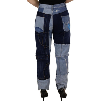 Dolce & Gabbana Multicolor Patchwork High Waist Denim Jeans 1728,67345645728,Clothing,Dolce & Gabbana,IT46|XL,Jeans & Pants - Women - Clothing,Jeans Denim - Clothing,Material: 100% Cotton,Multicolor,New with tags,Straight-Leg Jeans - Jeans Denim - Clothin