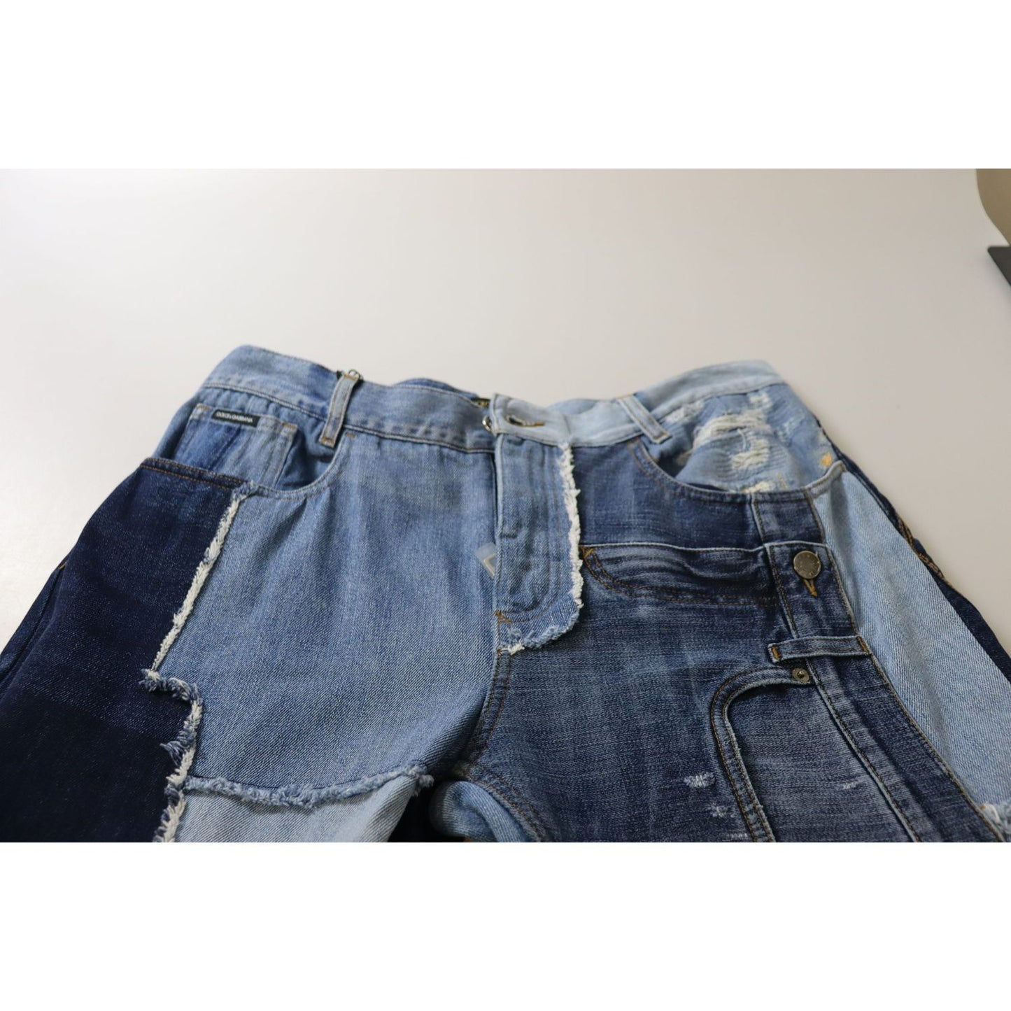 Dolce & Gabbana Multicolor Patchwork High Waist Denim Jeans 1728,67345645728,Clothing,Dolce & Gabbana,IT46|XL,Jeans & Pants - Women - Clothing,Jeans Denim - Clothing,Material: 100% Cotton,Multicolor,New with tags,Straight-Leg Jeans - Jeans Denim - Clothin