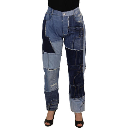 Dolce & Gabbana Multicolor Patchwork High Waist Denim Jeans 1728,67345645728,Clothing,Dolce & Gabbana,IT46|XL,Jeans & Pants - Women - Clothing,Jeans Denim - Clothing,Material: 100% Cotton,Multicolor,New with tags,Straight-Leg Jeans - Jeans Denim - Clothin