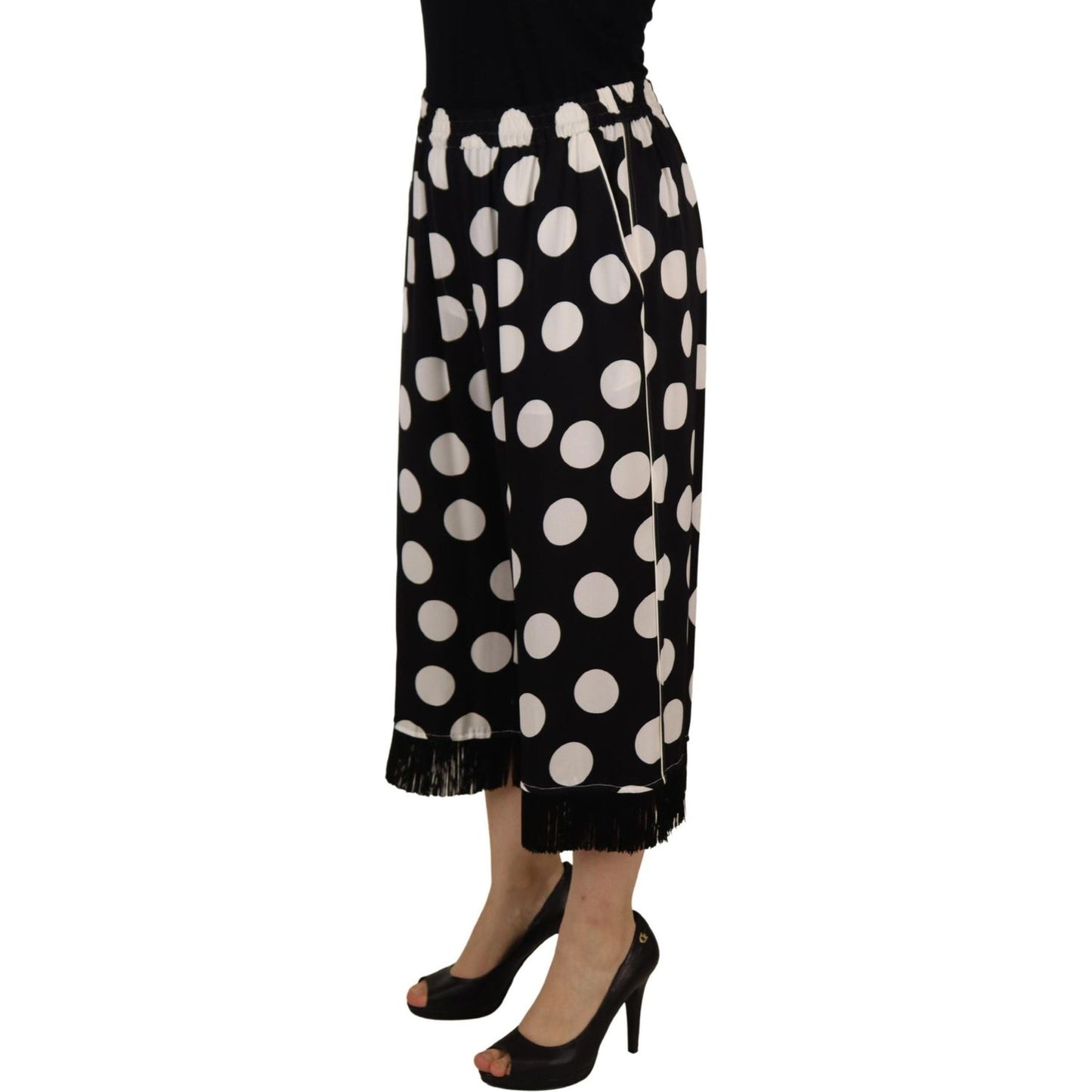 Dolce & Gabbana Polka Dot Silk Mid Waist Pants Dolce & Gabbana