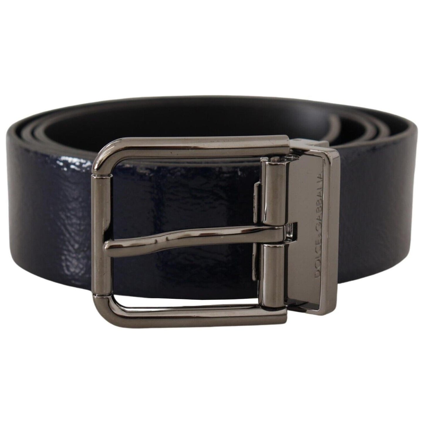 Dolce & Gabbana Elegant Blue Leather Belt with Silver Buckle Dolce & Gabbana