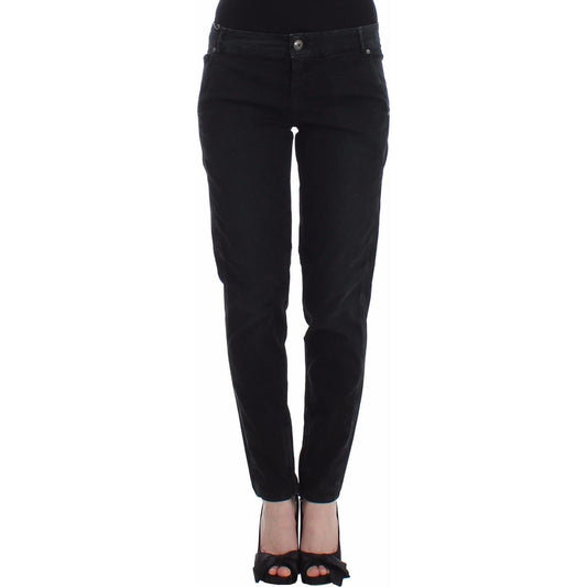 Ermanno Scervino Sleek Black Slim Leg Designer Jeans Ermanno Scervino