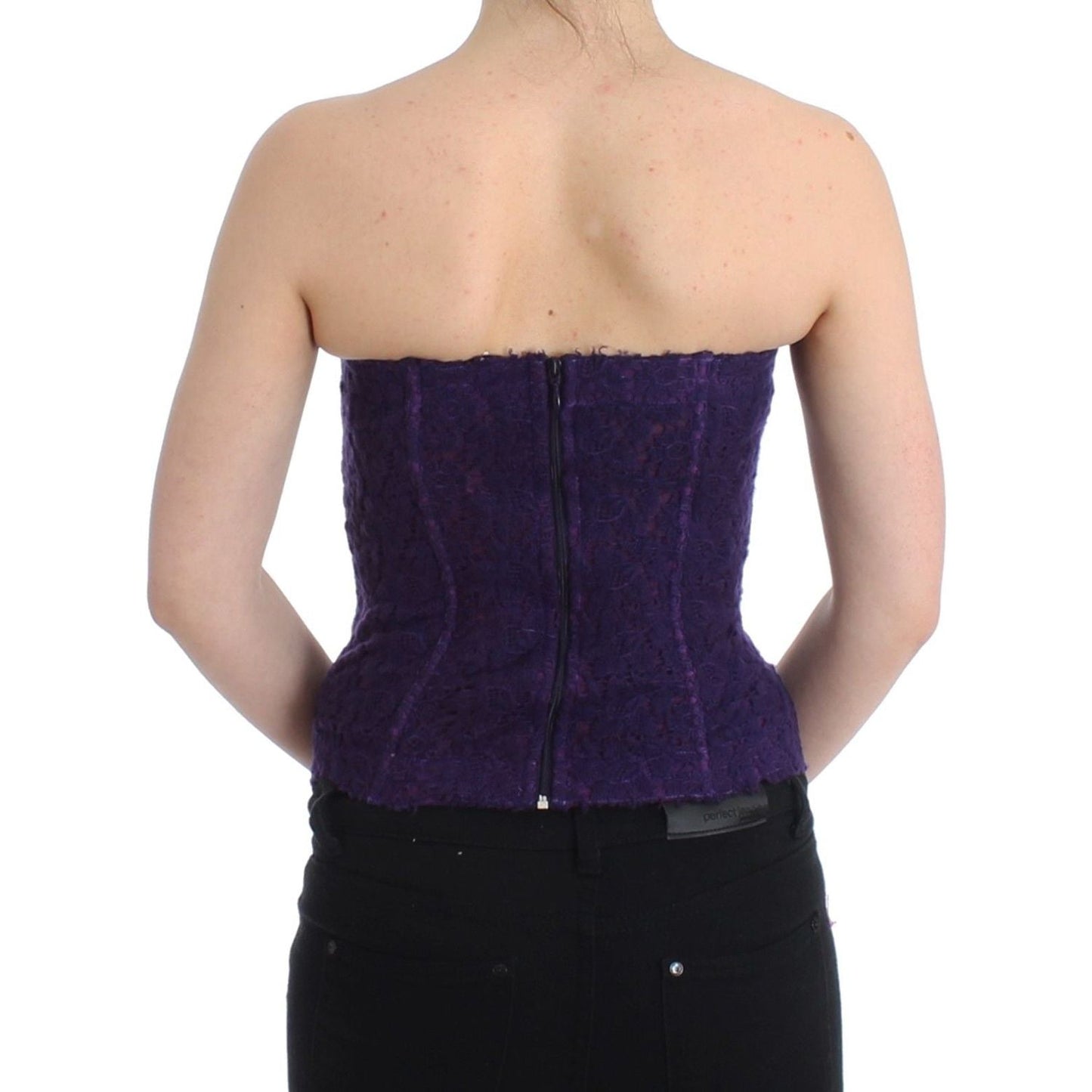 Ermanno Scervino Purple Lace Silk Blend Bustier Corset Ermanno Scervino