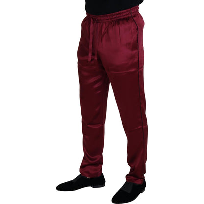 Dolce & Gabbana Bordeaux Silk DG Sleep Lounge Pants 1728,67345645728,Bordeaux,Bottoms - Sleepwear - Clothing,Clothing,Dolce & Gabbana,IT48 | M,Jeans & Pants - Men - Clothing,Material: 100% Silk,Men,Men - Clothing,New with tags,Sleepwear - Clothing