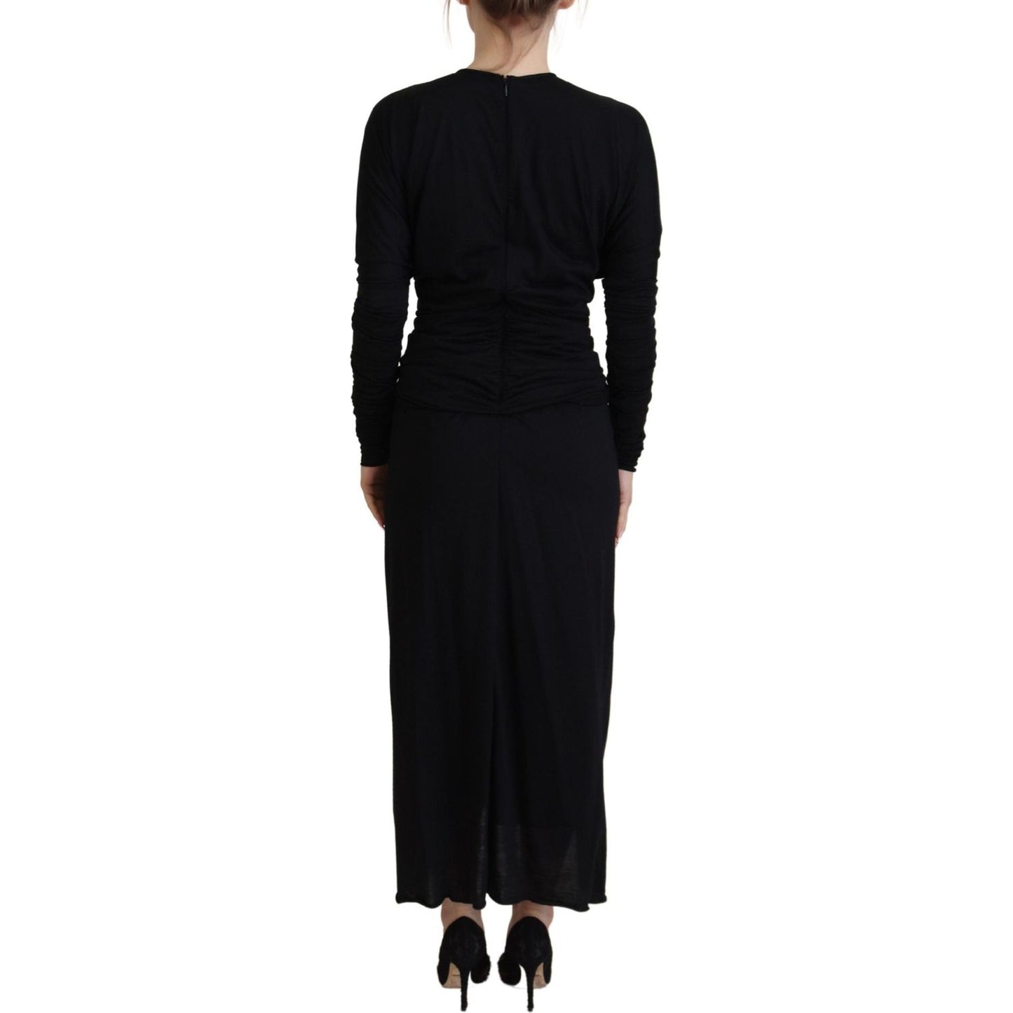 Dolce & Gabbana Elegant Sheath Wrap Dress with Long Sleeves Dolce & Gabbana