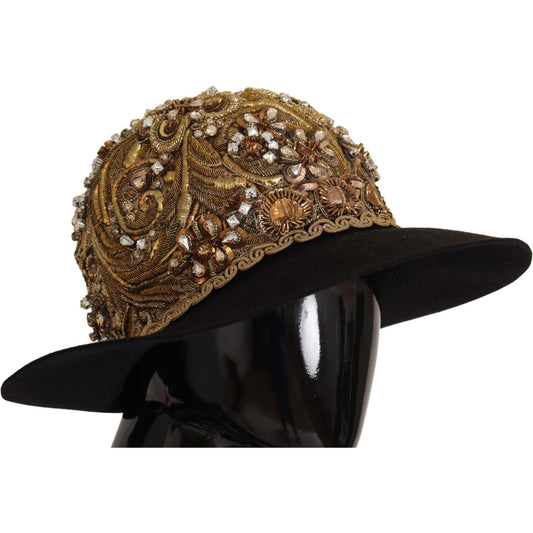 Dolce & Gabbana Elegant Black Gold Studded Fedora Dolce & Gabbana