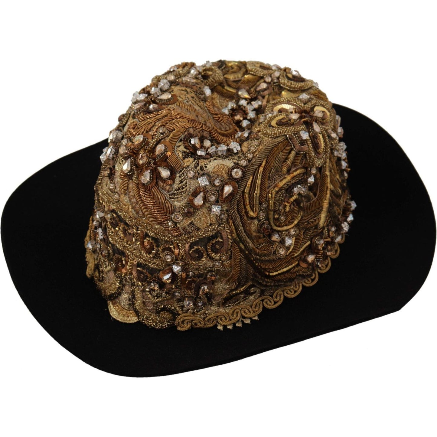 Dolce & Gabbana Elegant Black Gold Studded Fedora Dolce & Gabbana