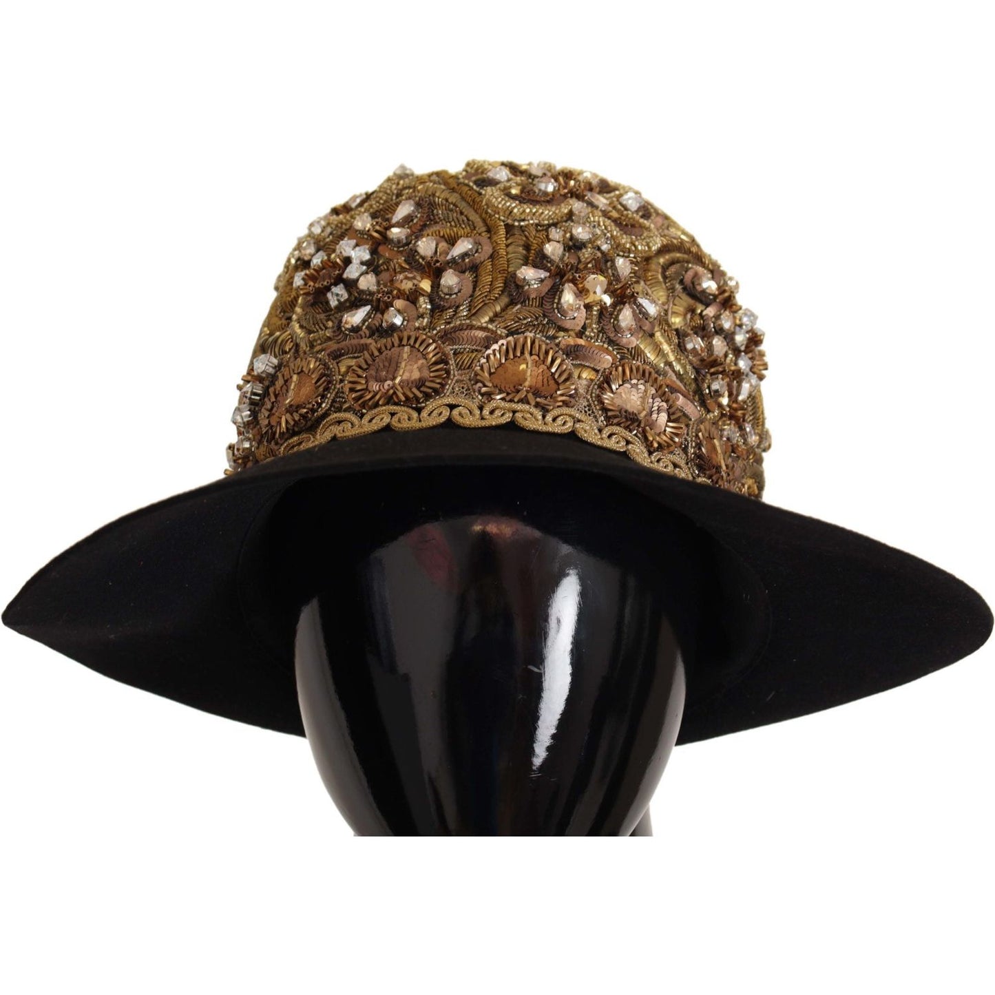 Dolce & Gabbana Elegant Black Gold Studded Fedora Dolce & Gabbana