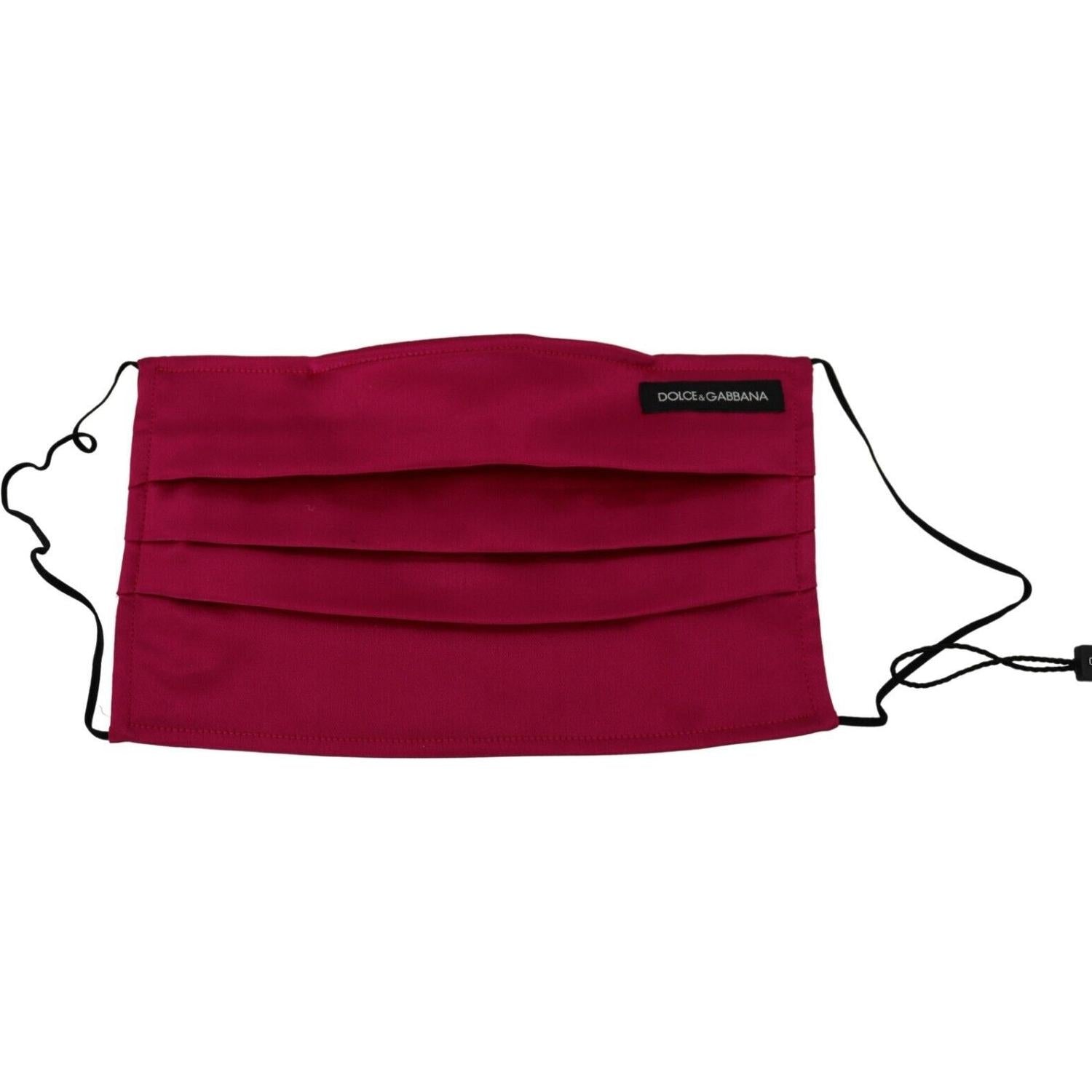 Dolce & Gabbana Maroon Silk Pleated Elastic Ear Strap One Size Face Mask