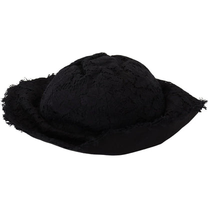 Dolce & Gabbana Black Cotton Wide Brim Shade Hat